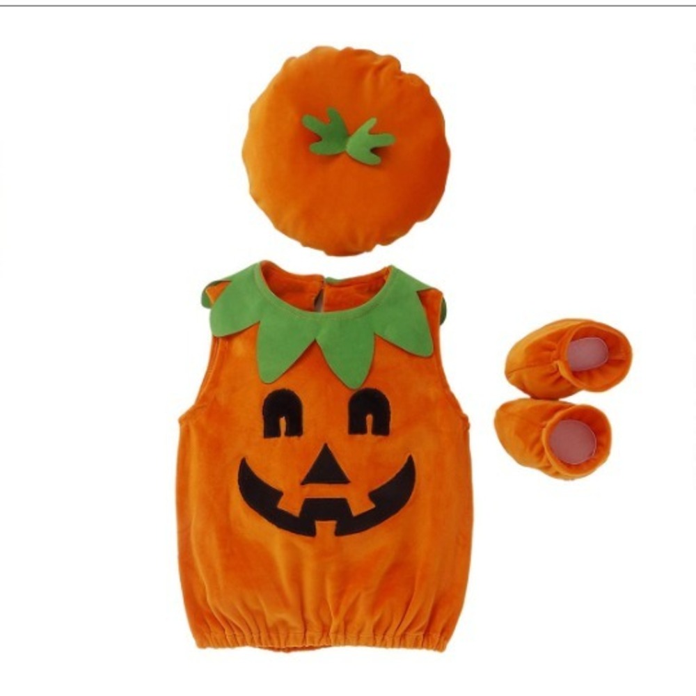 Baby Pumpkin Halloween Costume‎ 12 18 Mos Hat Booties Soft Velour NWOT Unisex